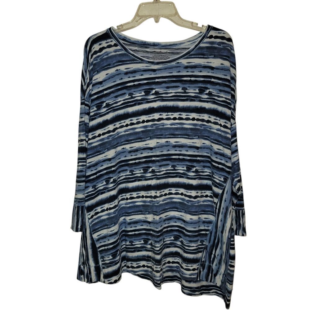Women's WESTBOUND Blue Striped BLOUSE SIZES 3X